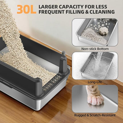 Enclosed Stainless Steel Cat Litter Box - Image 5