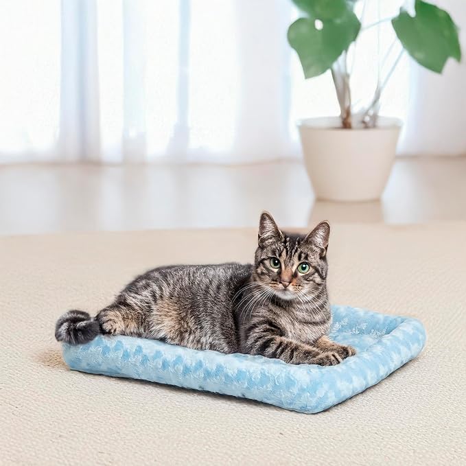 MidWest Homes for Pets QuietTime Fashion XXS Dog Bed – Blue Faux Fur Bolster - Image 3