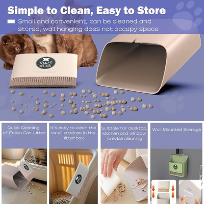 Cat Litter Scooper with Holder, Metal Litter Scoop Includes Portable Small - Image 5