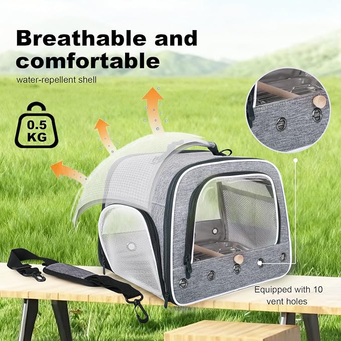 halinfer Bird Carry Carrier to Transport Large Size Parrot, Portable Bag - Image 4
