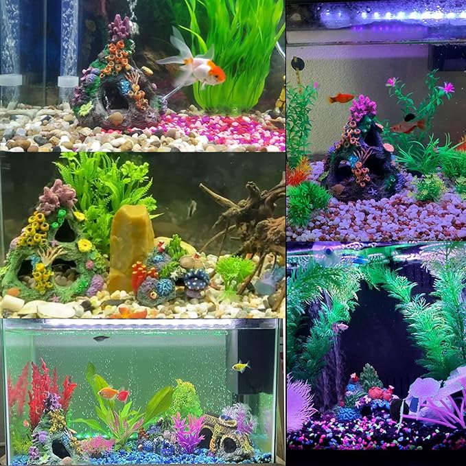 Tfwadmx Aquarium Coral Decoration Resin Fish Tank Hiding Mountain Cave Betta - Image 3