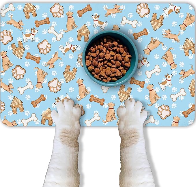 Dog Food Mat for Pet Cat Food Mat, Non-Slip Cat Pet Feeding Mats for Floor by BACDOILQ