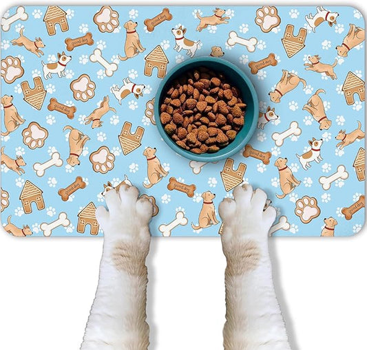 Dog Food Mat for Pet Cat Food Mat, Non-Slip Cat Pet Feeding Mats for Floor by BACDOILQ