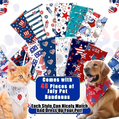 Sanwuta 48 Pcs 4th of July Dog Bandanas - Image 3