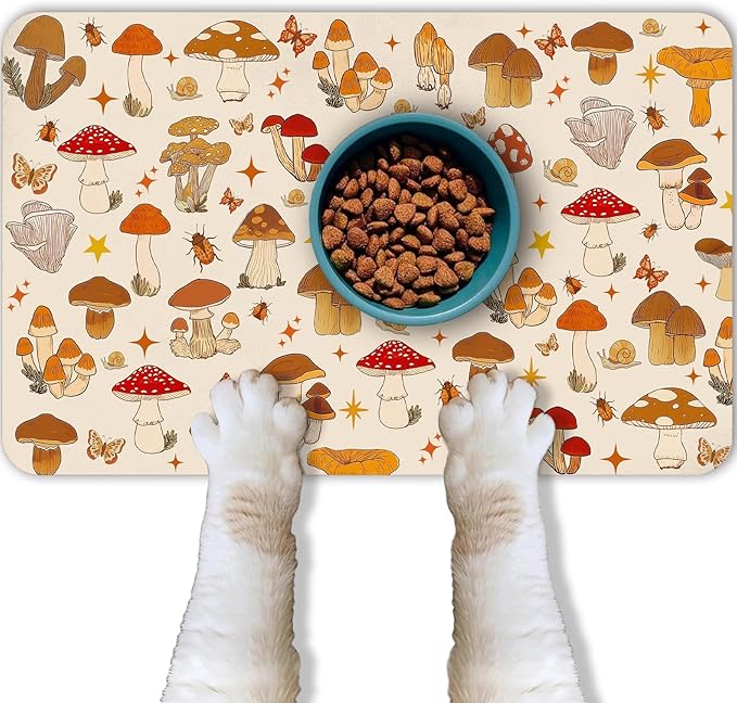 Dog Food Mat for Pet Cat Food Mat, Mushroom Absorbent Quick Dry Dog Bowl Mats - Image 7