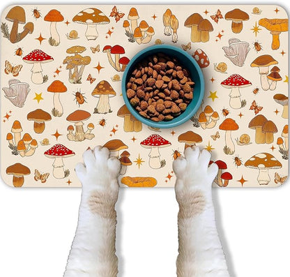 Dog Food Mat for Pet Cat Food Mat, Mushroom Absorbent Quick Dry Dog Bowl Mats - Image 7