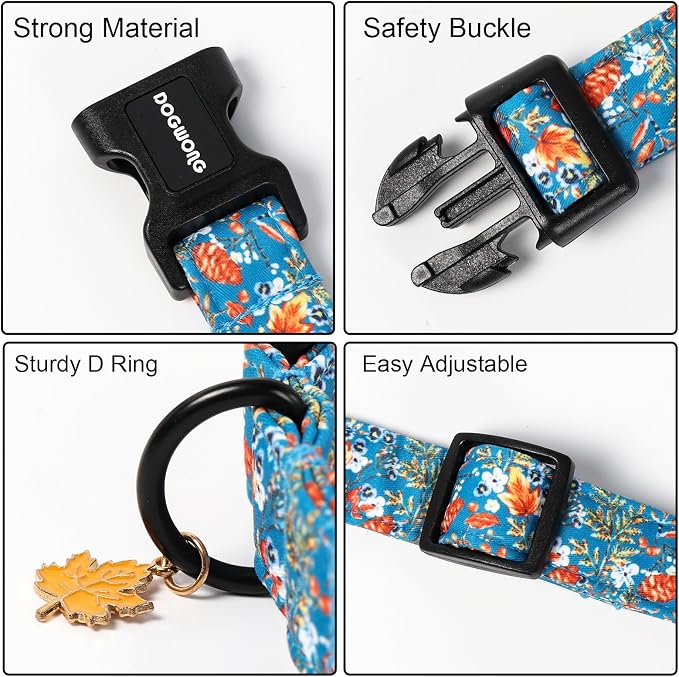 DOGWONG Fall Maple Dog Collar- Cute Classic Fall Autumn Flower Dog Collars - Image 3