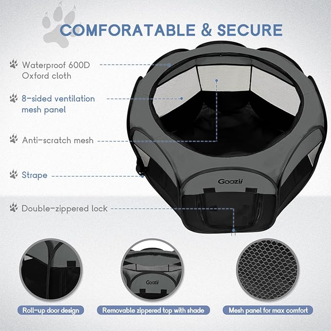 Portable Dog Playpen for Large Dogs, Collapsible Puppy Pet Cat Playpen - Image 5