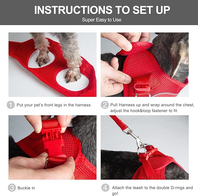 Fida Comfy Dog Harness with Leash, Cat Vest Harness Escape Proof, Breathable - Image 5