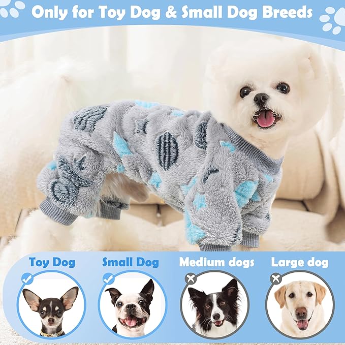 Fleece Dog Pajamas for Small Dogs Boy Warm Winter Dog Clothes Pjs Cute Extra - Image 3