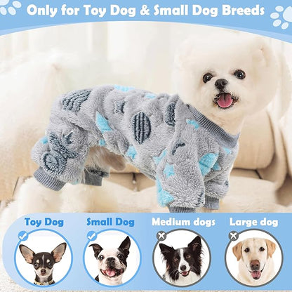 Fleece Dog Pajamas for Small Dogs Boy Warm Winter Dog Clothes Pjs Cute Extra - Image 3