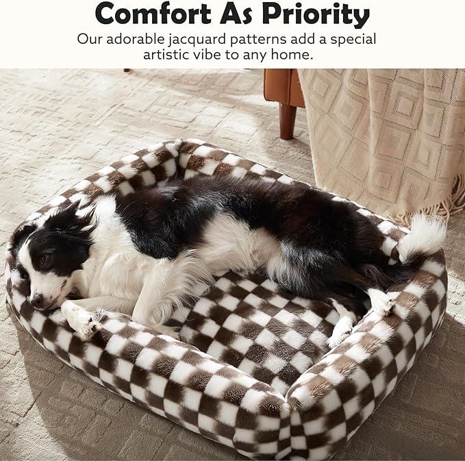 JOEJOY Dog Bed Medium Size Dog, Rectangle Washable Orthopedic Corduroy Fleece - Image 4