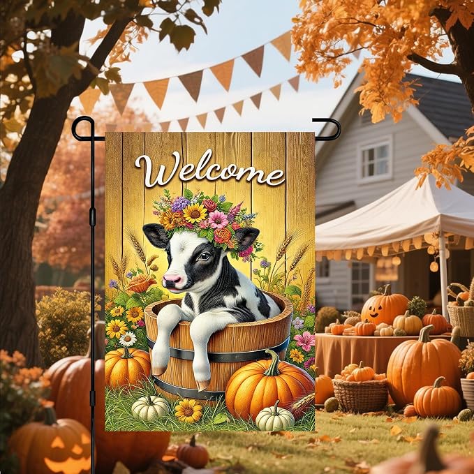 Fall Garden Flag Welcome Calf Animal Garden Flag Farm 12x18 Inch Double Sided - Image 6