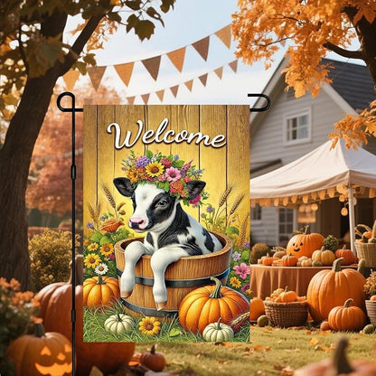 Fall Garden Flag Welcome Calf Animal Garden Flag Farm 12x18 Inch Double Sided - Image 6