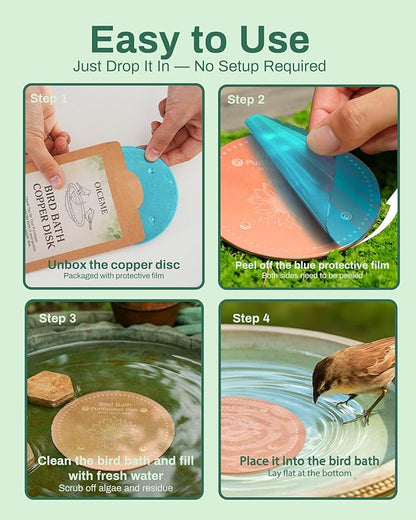 Bird Bath Purification Disk Pure Copper Outside Winter Solar Power Birdbath - Image 6