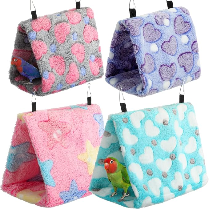 4 Pcs Winter Warm Bird Nest for Cage Plush Birds Hanging Snuggle Cave 6.7" and by Unknown