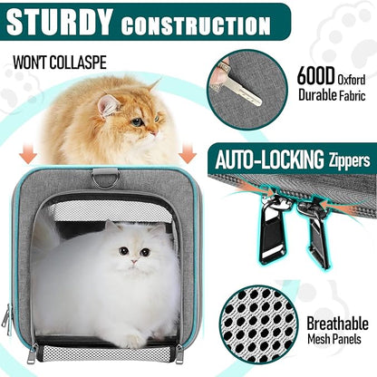 Pet Carrier for Large Cats 20 lbs+ / Soft Sided Small Dog Travel Carriers Top - Image 6