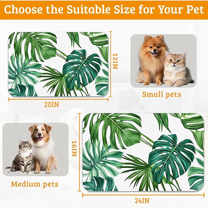 Dog Bowl Mat, Leaves Pet Feeding Mat - Image 6