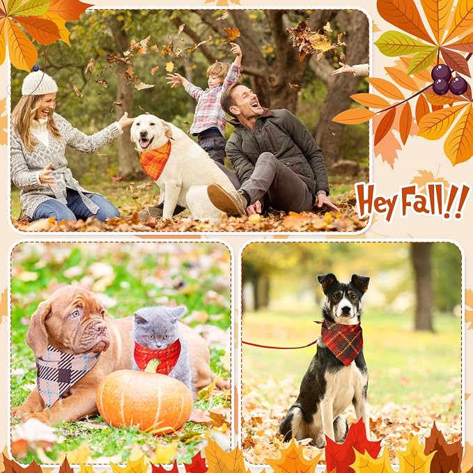 Sweetude 60 Pcs Fall Dog Bandanas Bulk Plaid Bandanas - Image 2