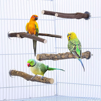 Mogoko 4 Pcs Bird Perches Parrot Stand Natural Wood Perch Parakeet Toys Bird - Image 2