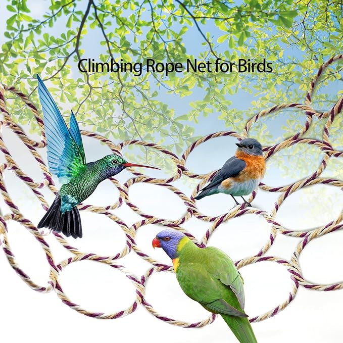 BNOSDM 3 Packs Bird Hemp Rope Net Swing Climbing Rope Net - Image 2