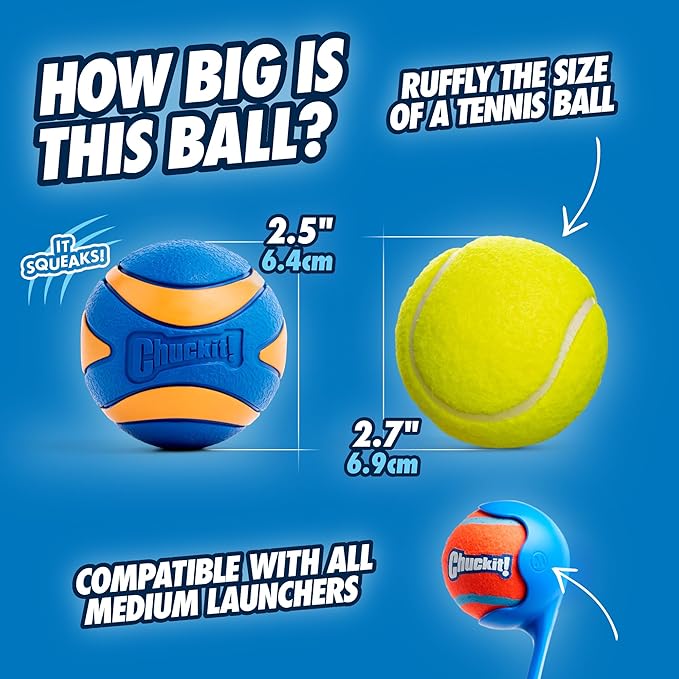 Chuckit! Ultra Squeaker Balls for Dogs, Floating Water Pet Toys, Durable Rubber - Image 3