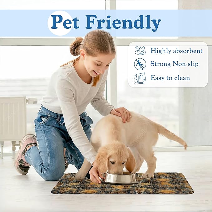 Grunge Boho Pet Feeding Mat for Floors–Christmas Stocking Absorbent Quick Dry - Image 6