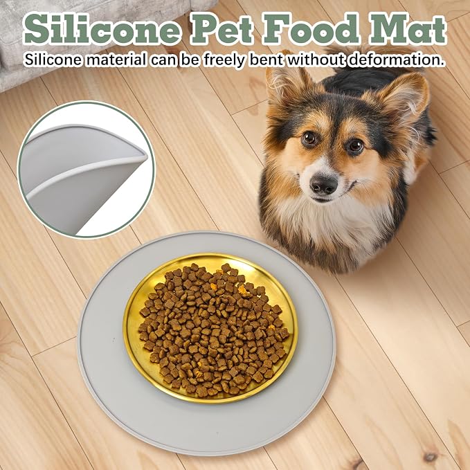 BNOSDM Silicone Cat Feeding Mat 2 Pack Dog Bowl Mats Pet Silicone Food Mat - Image 3