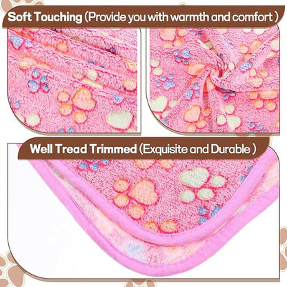 12 Pcs Dog Blanket Pet Paw Print Fleece Blanket Cat Soft Warm Sleep Mat Guinea - Image 3