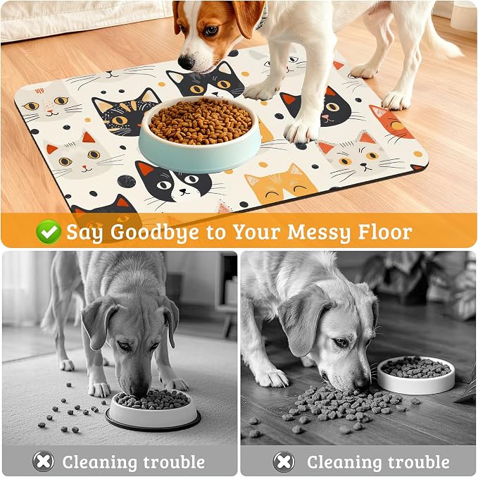Cats Dog Cat Food Mat, Absorbent Waterproof Placemat - Image 4