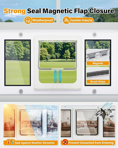 Cat Door for Window Weatherproof: Aluminum Frame Flap Pet Door Quick Fit Window - Image 5