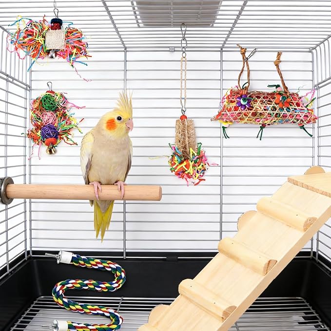 Morezi Bird Swing for cage Parakeet Parrot Swing Wood Ladder Toy Accessories - Image 4