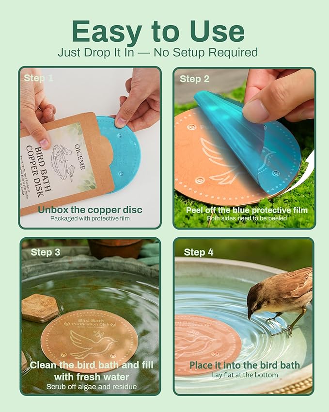Bird Bath Purification Disk Pure Copper Outside Winter Solar Power Birdbath - Image 6