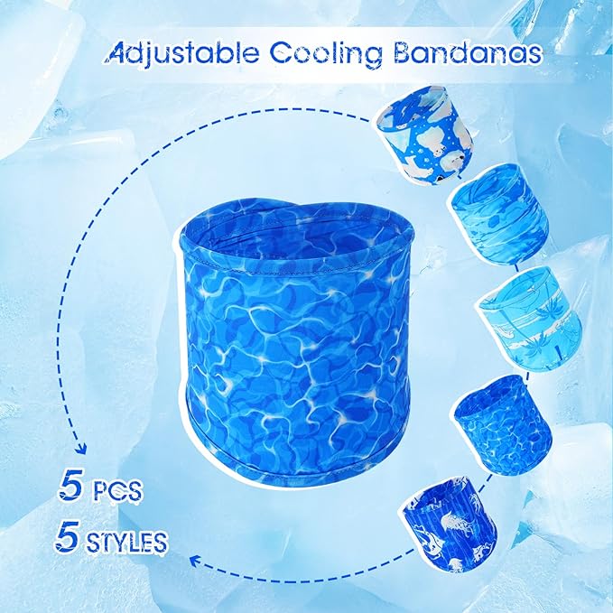 Talltalk 5 Pieces Dog Cooling Bandanas Neck Wraps Ice Scarf Pet Dog Cooling - Image 2