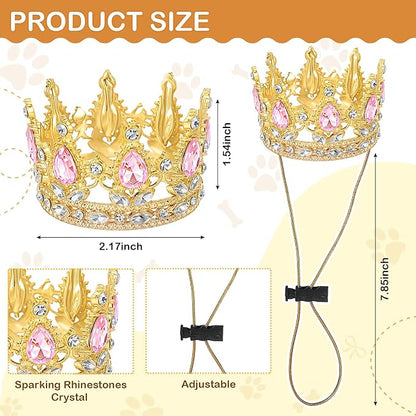Abbylike Pet Rhinestone King Crown, Queen Crown - Image 2