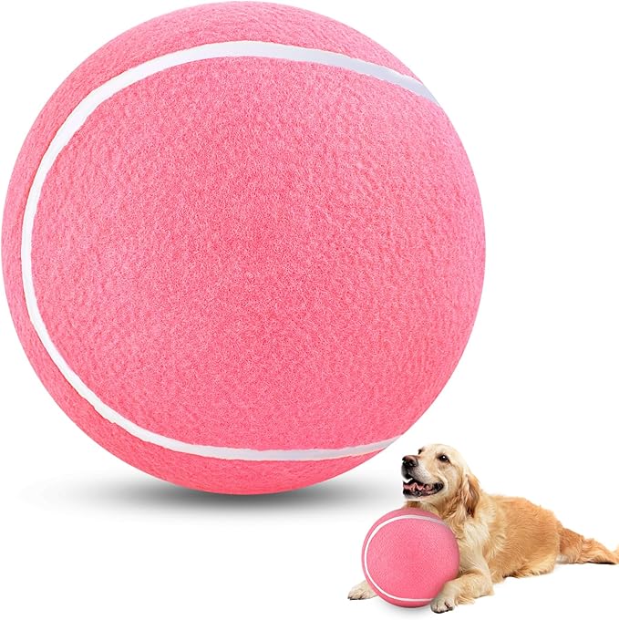 HETOO Large Dog Tennis Balls: 9.5 inch Pink Dog Toys- Giant Big Outdoor Dog by HETOO