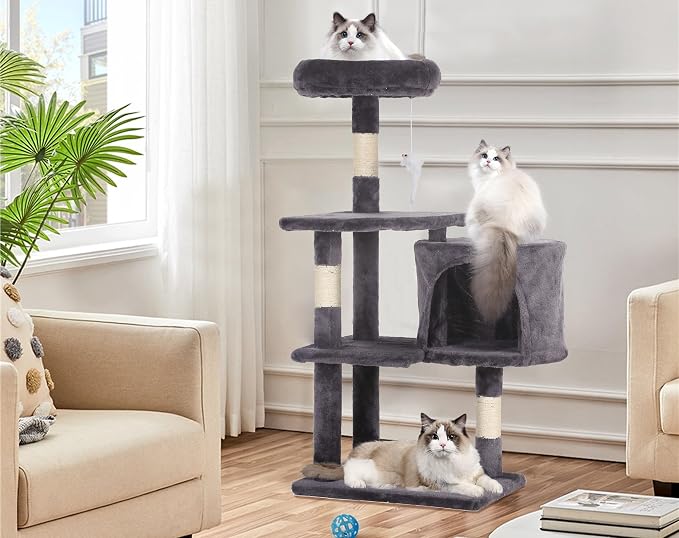 Cat Tree Tower, Cat Condo, Light Grey by BORGEBY