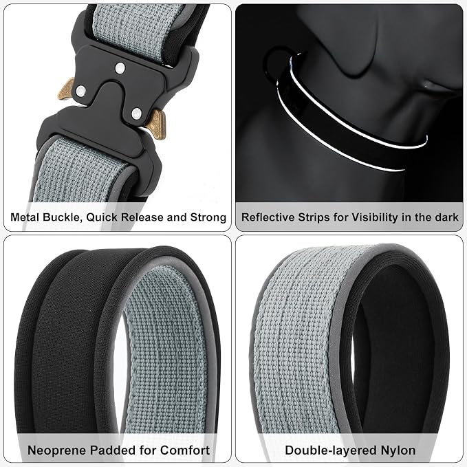 Plutus Pet Tactical Dog Collar, Reflective, Adjustable Heavy Duty Dog Collar - Image 4