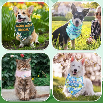 Chunful 50 Pcs Spring Dog Bandanas Floral Dog Bibs Seasonal Pet Costume - Image 2
