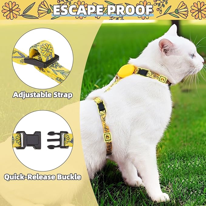PUPTECK Adjustable Cat Harness and Leash Set Escape Proof Kitten Strap Collar - Image 2