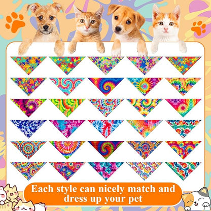 Sanwuta 120 Pcs Rainbow Tie Dye Dog Bandanas - Image 3