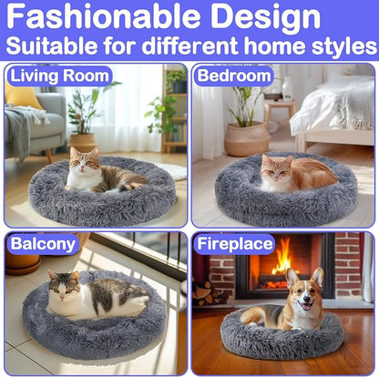 Cat Bed - Calming Cat Bed for Small Kittens Donut Washable Round for Indoor - Image 5