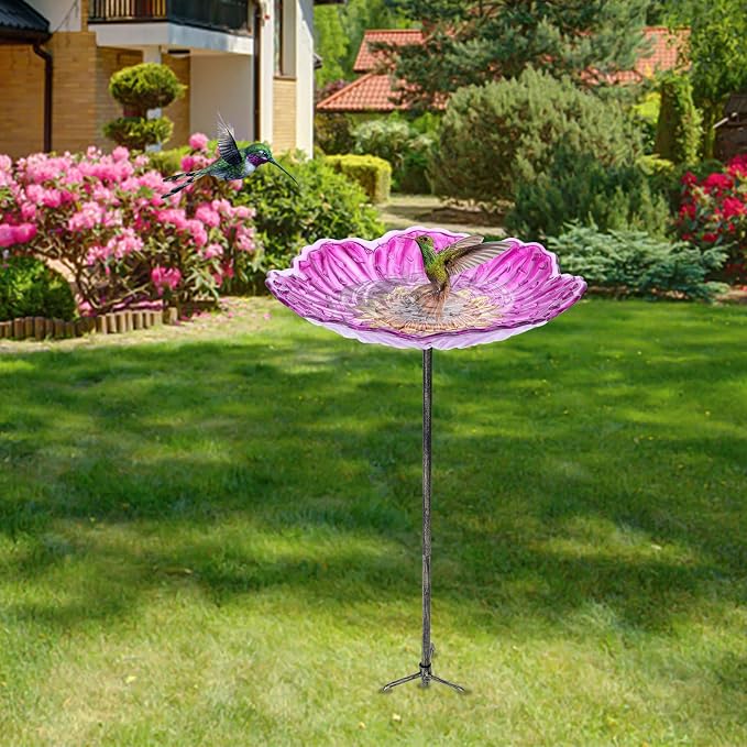 MUMTOP Glass Bird Baths for Outdoors, 12 Inch Bird Bath Bowl - Image 7
