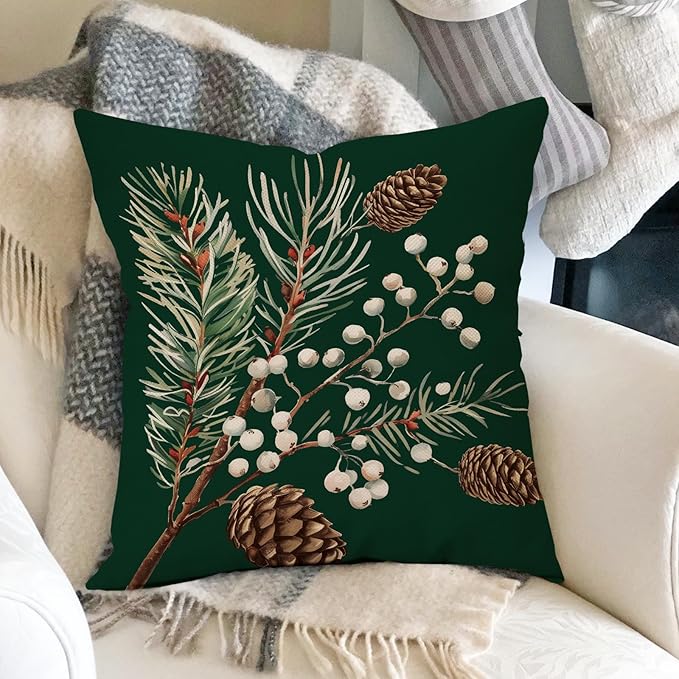 Fahrendom Winter Vibes Green Decorative Throw Pillow Covers 18 x 18 Set of 4 - Image 5