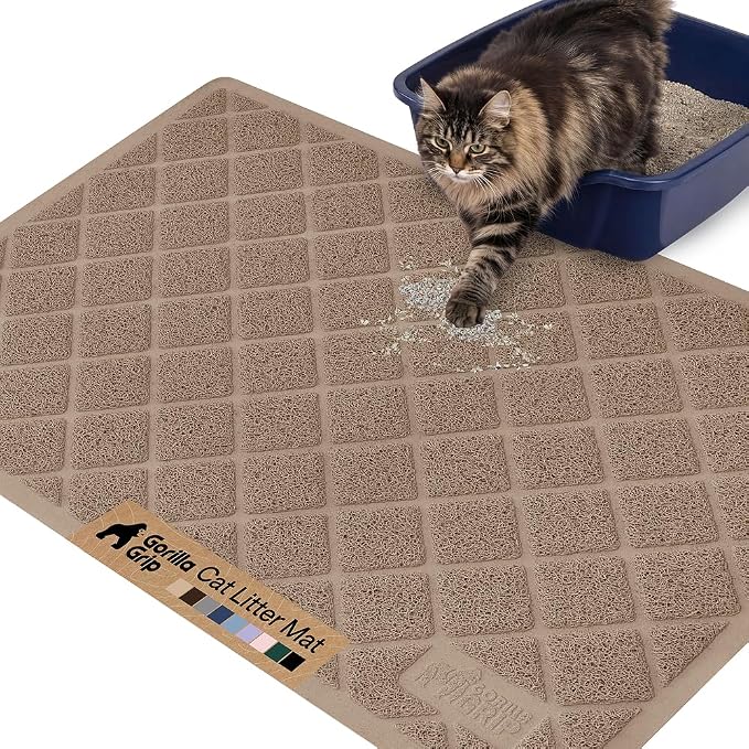 GORILLA GRIP Cat Litter Box Mat, Water Resistant, US Designed Kitty Litter by GorillaGrip