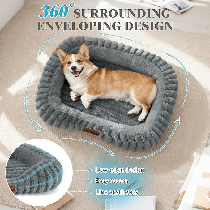 Dog Bed Large Size Dogs Washable Soft Furry Pet Bed, Calming Rectangle Large - Image 8