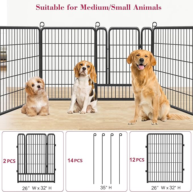 Dog Playpen Outdoor, 32 inch Heavy Duty Dog Fence Outdoor - Image 3
