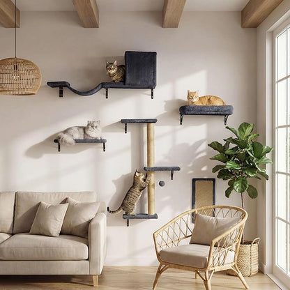 MEWANG 5-in-1 Cat Wall Shelves: Cat Climbing Furniture by MEWANG