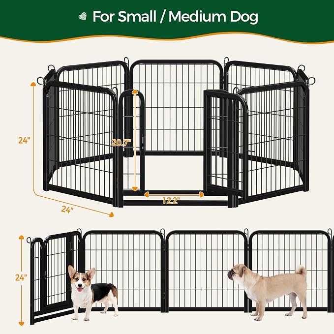 Yaheetech Dog Playpen Outdoor, 24 inch 8 Panels Dog Pen Indoor Heavy Duty Puppy - Image 9