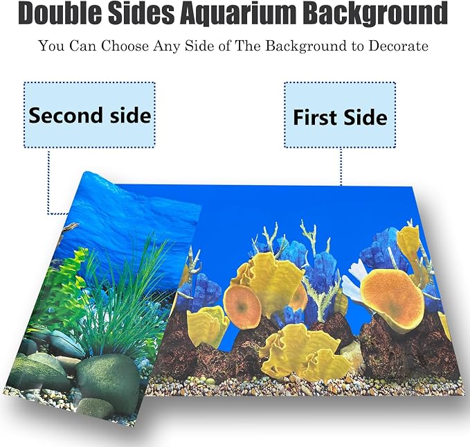 Aquarium Background Seabed Coral Rock Water Plants Fish Tank Backdrop 10 20 - Image 6